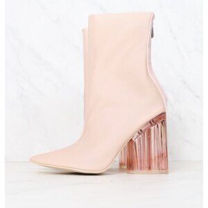 CAPE ROBBIN Birthday Suit Blush Pink Acrylic Heel Boots Booties Pastel Coquette